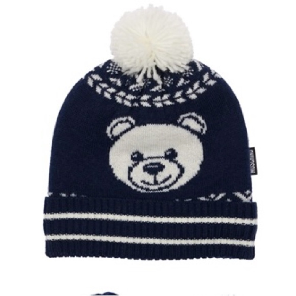 Moschino Navy and White Knit Beanie